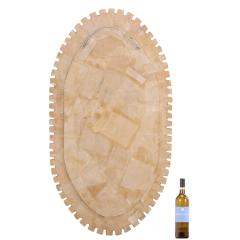 Line Vautrin Oval Gilt Resin and Blue Glass Mirror in the Manner of Line Vautrin - 4723033