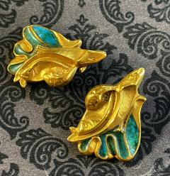 Line Vautrin Pair of Bronze and Enamel Earrings Line Vautrin - 2298986