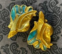 Line Vautrin Pair of Bronze and Enamel Earrings Line Vautrin - 2298987