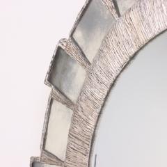 Line Vautrin Silver Gilt Resin Silver Leaf Glass Mazarin Style Convex Mirror  - 4324515