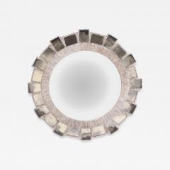 Line Vautrin Silver Gilt Resin Silver Leaf Glass Mazarin Style Convex Mirror  - 4326072