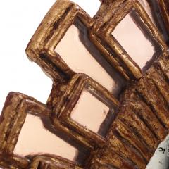 Line Vautrin Small Oval Gilt Resin and Pink Glass Mirror in the Manner of Line Vautrin - 4727326
