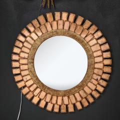 Line Vautrin Style Resin and Wood Sunburst Mirror - 3477607