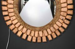 Line Vautrin Style Resin and Wood Sunburst Mirror - 3477608