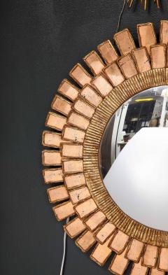 Line Vautrin Style Resin and Wood Sunburst Mirror - 3477609