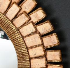 Line Vautrin Style Resin and Wood Sunburst Mirror - 3477611