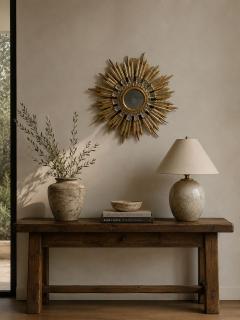 Line Vautrin Style Sunburst Mirror Clayed Gilt Mirror France 1960s - 4730166