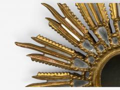 Line Vautrin Style Sunburst Mirror Clayed Gilt Mirror France 1960s - 4730169