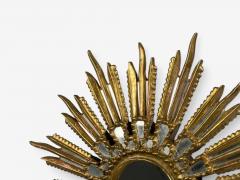 Line Vautrin Style Sunburst Mirror Clayed Gilt Mirror France 1960s - 4730170