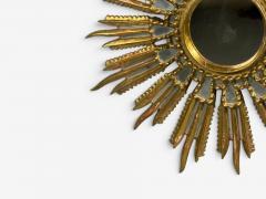 Line Vautrin Style Sunburst Mirror Clayed Gilt Mirror France 1960s - 4730173