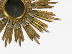Line Vautrin Style Sunburst Mirror Clayed Gilt Mirror France 1960s - 4730174