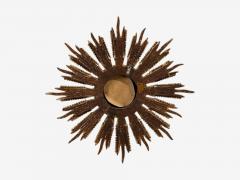 Line Vautrin Style Sunburst Mirror Clayed Gilt Mirror France 1960s - 4730176