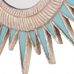 Line Vautrin Turquoise Resin and Silver Leaf Convex Mirror in the Manner of Line Vautrin - 4735448