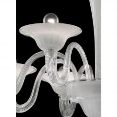 Linear Transparent and White With Silver Leaf Murano Glass Chandelier - 4578974