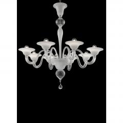 Linear Transparent and White With Silver Leaf Murano Glass Chandelier - 4578975