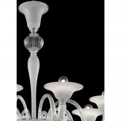 Linear Transparent and White With Silver Leaf Murano Glass Chandelier - 4578977