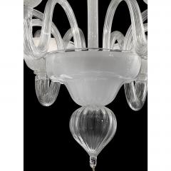 Linear Transparent and White With Silver Leaf Murano Glass Chandelier - 4578978