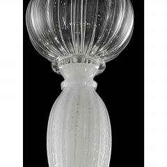 Linear Transparent and White With Silver Leaf Murano Glass Chandelier - 4592232