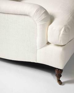 Linen Walnut and Brass Scroll Arm Lounge Chair by Jonas United States c 1990 - 4230823