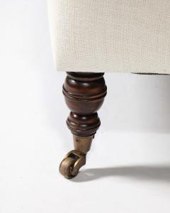 Linen Walnut and Brass Scroll Arm Lounge Chair by Jonas United States c 1990 - 4230828