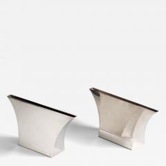 Lino Sabattini Lino Sabattini pair of Persepoli vases in silver plated metal - 4640745