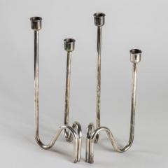 Lino Sabattini Pair of Silver Plated Candleholder by Lino Sabattini - 4724550