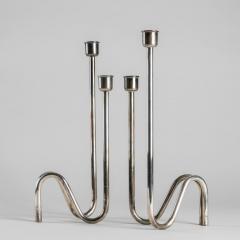Lino Sabattini Pair of Silver Plated Candleholder by Lino Sabattini - 4724551