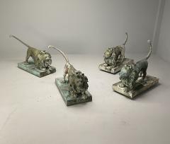 Lion Fountains Lifesize Outdoor Statues Patinated Bronze England 1860s - 3418211