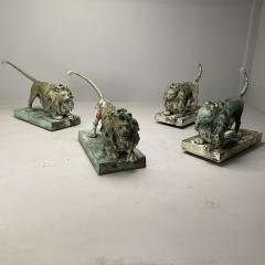 Lion Fountains Lifesize Outdoor Statues Patinated Bronze England 1860s - 3418212