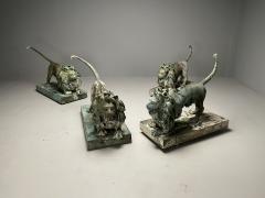 Lion Fountains Lifesize Outdoor Statues Patinated Bronze England 1860s - 3418215