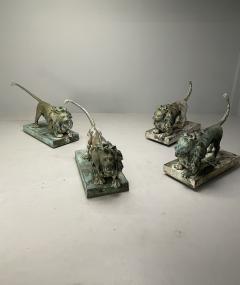 Lion Fountains Lifesize Outdoor Statues Patinated Bronze England 1860s - 3418217