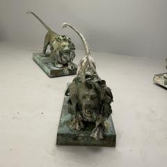 Lion Fountains Lifesize Outdoor Statues Patinated Bronze England 1860s - 3418218