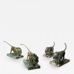 Lion Fountains Lifesize Outdoor Statues Patinated Bronze England 1860s - 3418919