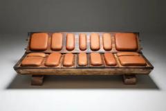 Lionel Jadot I Studebaker Assemblage Bench with Wooden and Leather Elements Lionel Jadot - 3377559