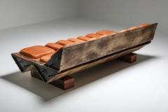 Lionel Jadot I Studebaker Assemblage Bench with Wooden and Leather Elements Lionel Jadot - 3377575