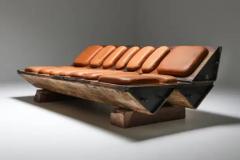 Lionel Jadot I Studebaker Assemblage Bench with Wooden and Leather Elements Lionel Jadot - 3377611