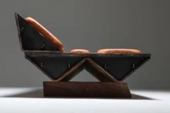 Lionel Jadot I Studebaker Assemblage Bench with Wooden and Leather Elements Lionel Jadot - 3377619