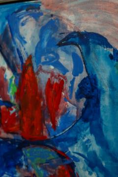 Lisa Blaabjerg b 1939 Blue Red Image Acrylic Painting Danish c 2007 - 2234543