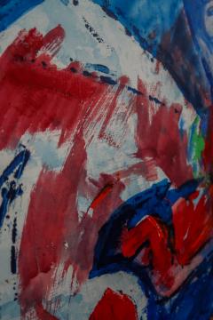 Lisa Blaabjerg b 1939 Blue Red Image Acrylic Painting Danish c 2007 - 2234544