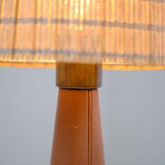 Lisa Johansson Pap Lisa Johansson Pap Table Lamp 46 186 LJP in Leather Rattan Orno 1950s - 4737727
