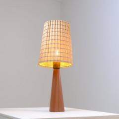 Lisa Johansson Pap Lisa Johansson Pap Table Lamp 46 186 LJP in Leather Rattan Orno 1950s - 4737730