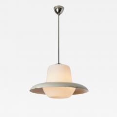 Lisa Johansson Pape Large 1950s Opaline Glass Metal Ceiling Lamp Attributed to Lisa Johansson Pape - 2823260