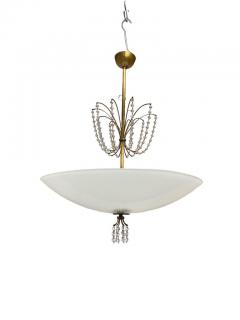 Lisa Johansson Pape Lisa Johansson Pap Chandelier Model 1068 in Brass Glass Orno 1950s - 3943932