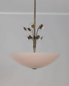 Lisa Johansson Pape Lisa Johansson Pap Flower Fountain Pendant in Brass Colored Glass Orno 1940s - 4542238