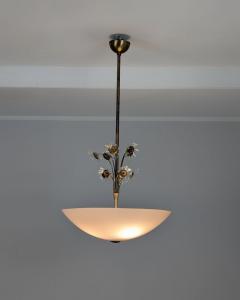 Lisa Johansson Pape Lisa Johansson Pap Flower Fountain Pendant in Brass Colored Glass Orno 1940s - 4542239