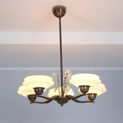 Lisa Johansson Pape Lisa Johansson Pape Brass Glass Flowers Ceiling Lamp Orno 1940s - 4542222