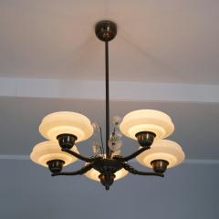 Lisa Johansson Pape Lisa Johansson Pape Brass Glass Flowers Ceiling Lamp Orno 1940s - 4542223