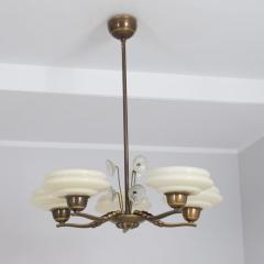 Lisa Johansson Pape Lisa Johansson Pape Brass Glass Flowers Ceiling Lamp Orno 1940s - 4542224