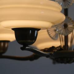 Lisa Johansson Pape Lisa Johansson Pape Brass Glass Flowers Ceiling Lamp Orno 1940s - 4542226