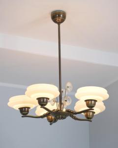 Lisa Johansson Pape Lisa Johansson Pape Brass Glass Flowers Ceiling Lamp Orno 1940s - 4542229